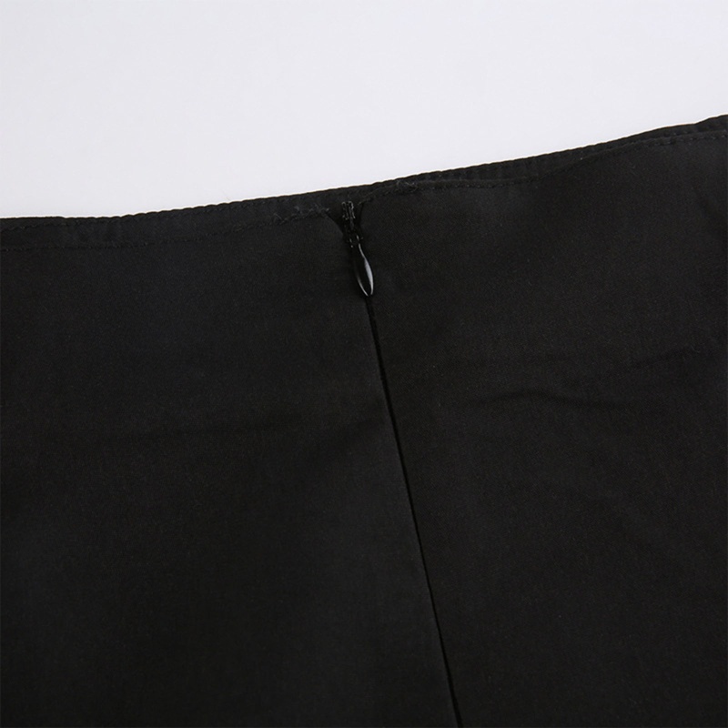 Brroa Chân Váy Midi Dáng Chữ A Dài Lưng Thấp Phối Vòng Kim Loại Phong Cách Gothic Punk Harajuku Đường Phố Cho Nữ