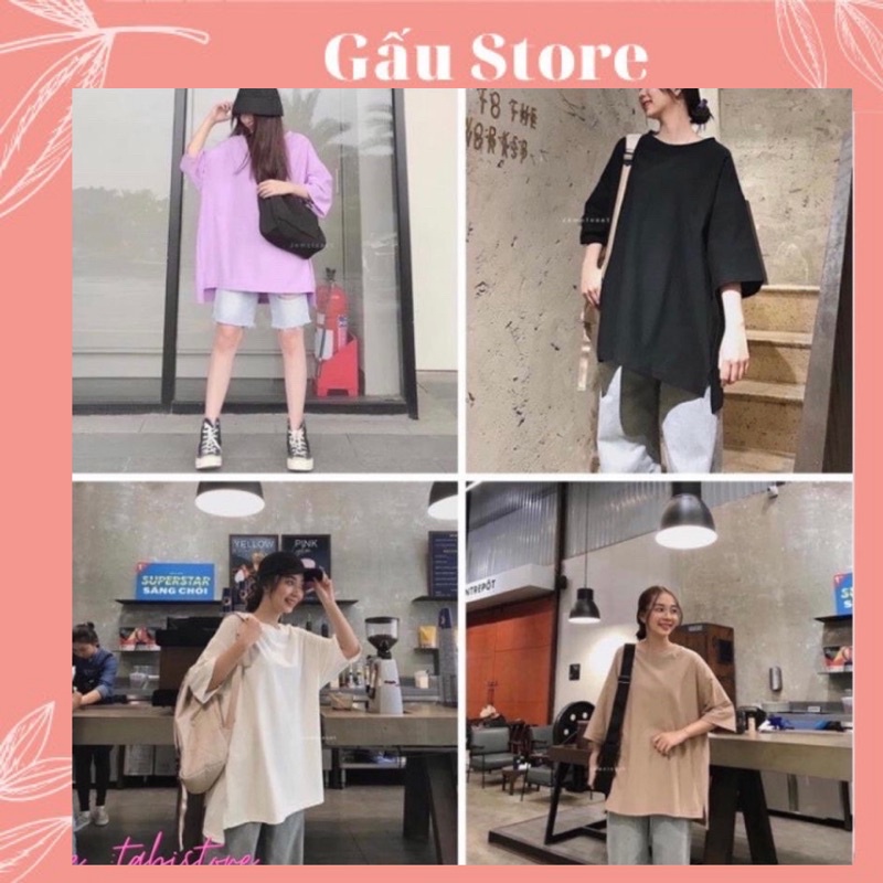 🔥Áo thun tay lỡ dáng rộng dưới 75kg xẻ tà siêu hot - Án thun tay lỡ xẻ tà gaustore