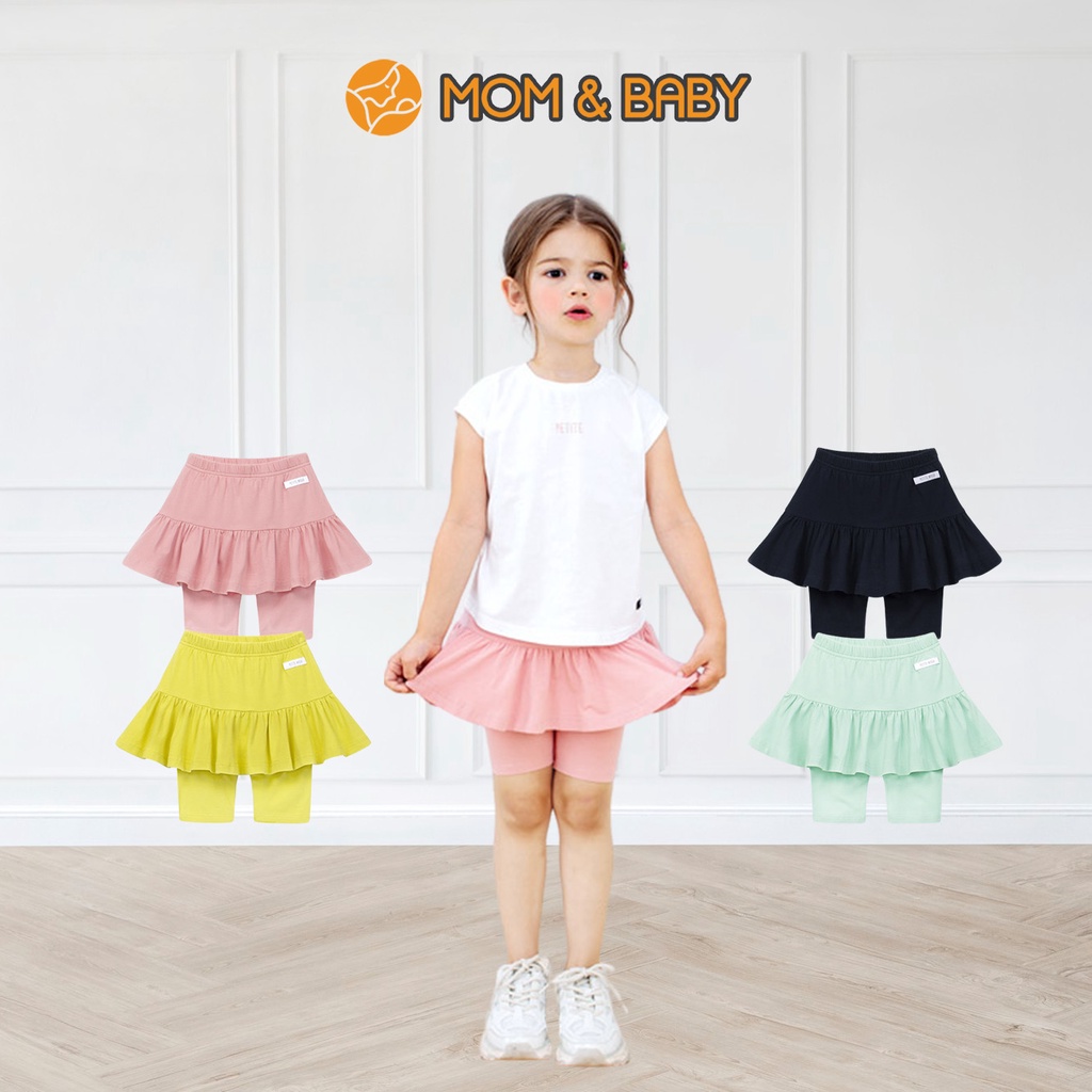 Chân váy leggings lửng thun cotton bé gái thương hiệu Hàn Quốc Petite Mieux màu vàng hồng MOM & BABY DMEBL06