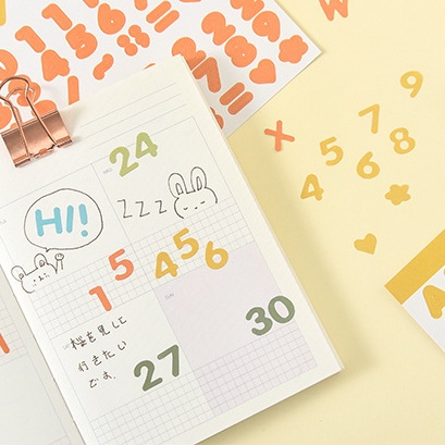 PeachSticker Dán Trang Trí Sổ Tay/Điện Thoại/Album DIY Hình Chữ Cái Và Số Nhiều Màu Dễ Thương