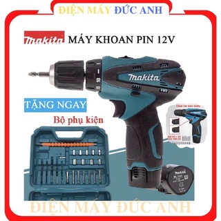 Máy khoan pin cầm tay bắt bắn vặn vít ốc bu lông Makita 12V choi than giá rẻ