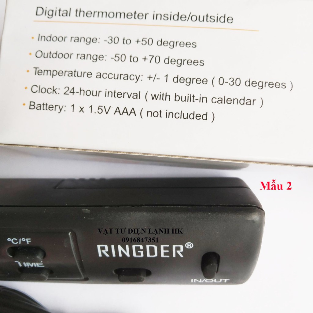ĐỒNG HỒ ĐO NHIỆT ĐỘ ĐA NĂNG - NHIỆT KẾ ĐIỆN TỬ CHỮ NHẬT DS-1 đo nhiệt phòng oto tủ lạnh RINGDER XIANGNIU