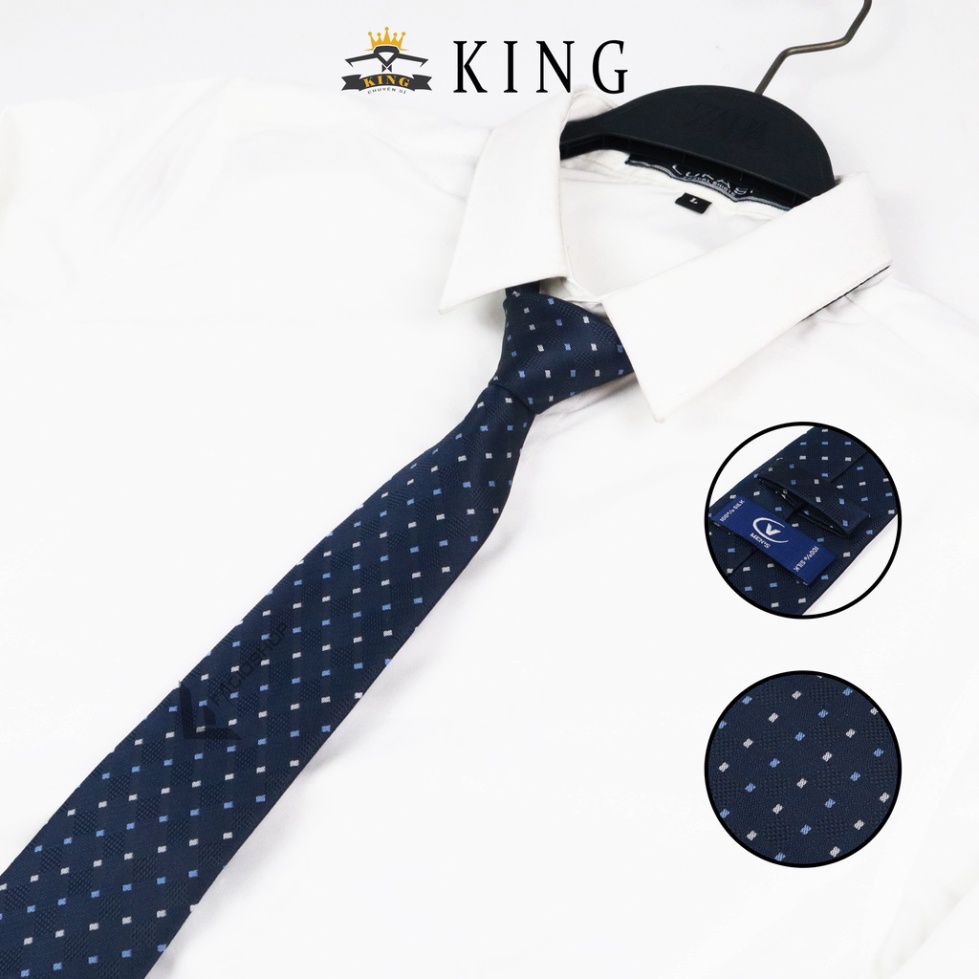 Cà vạt nam KING caravat công sở màu xanh đen, kiểu dáng lịch lảm hàn quốc vải lụa cao cấp giá rẻ 8cm
