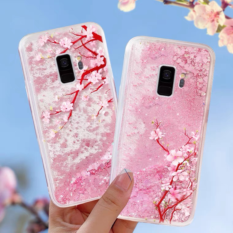 Ốp Điện Thoại TPU Mềm Họa Tiết Hoa Phối Kim Tuyến Cho Samsung Galaxy A6 A8 Plus 2018 J8 J6 J4 S9 A7 2018 A750 A9