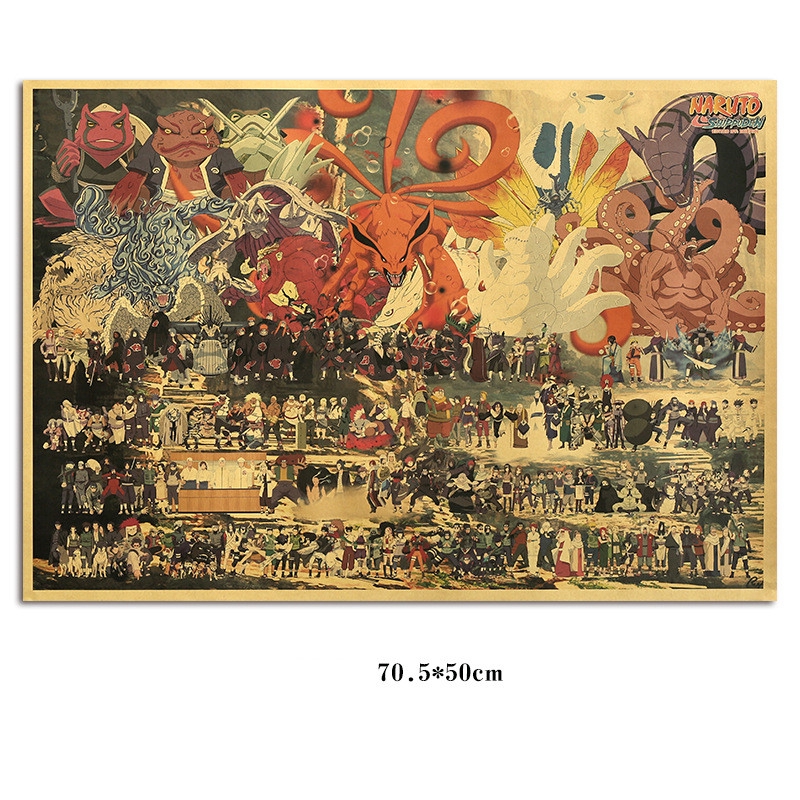 Áp Phích Dán Tường Trang Trí In Hình Nhân Vật Hoạt Hình naruto Cổ Điển Bằng Giấy kraft