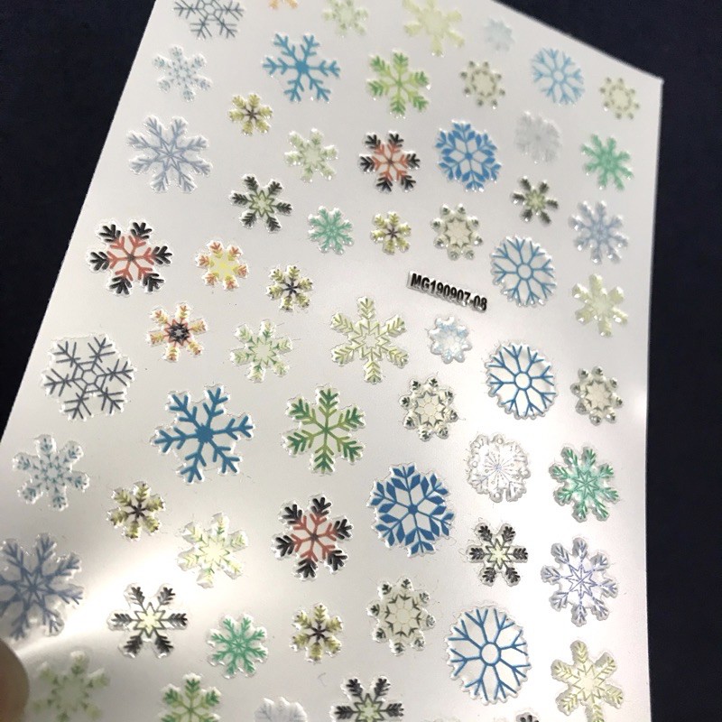 Sticker 3D-Decal dán móng Hoa Tuyết trang trí Giáng Sinh Noel