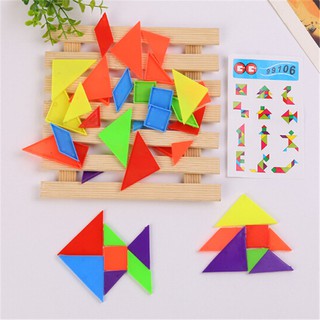 LOVEU* 2Set 7-rainbow color tangram diy plastic brain puzzle kids educational toys