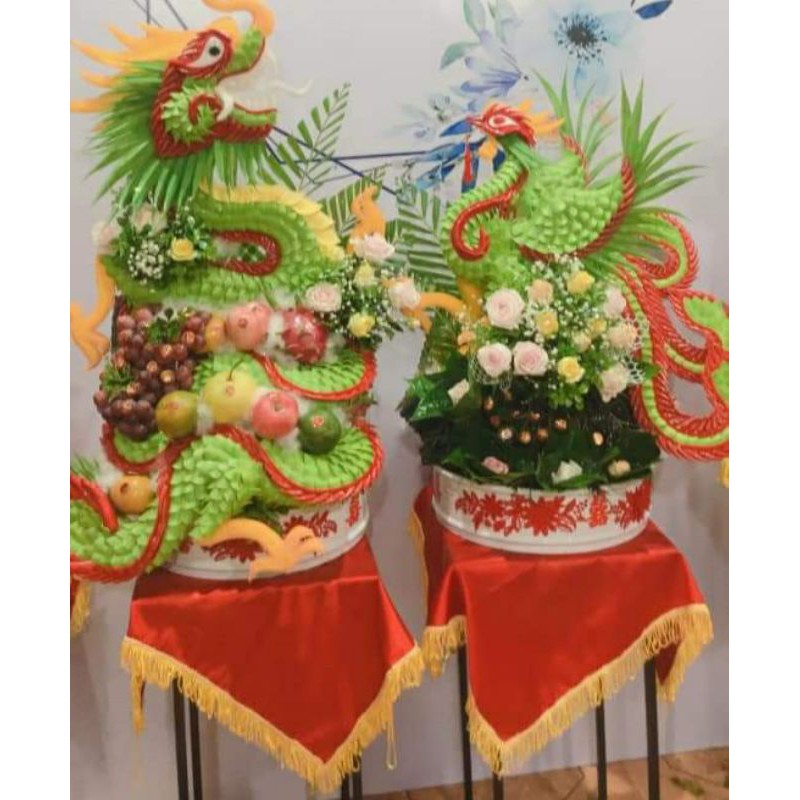 Cốt xốp rồng phụng trái cây cưới hỏi