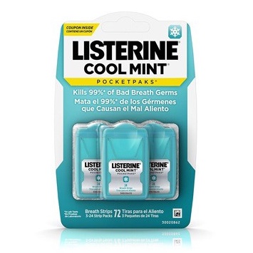 [Hàng Mỹ] Miếng Ngậm Thơm Miệng LISTERINE Pocketpaks (set 3 vỉ x 24 miếng)