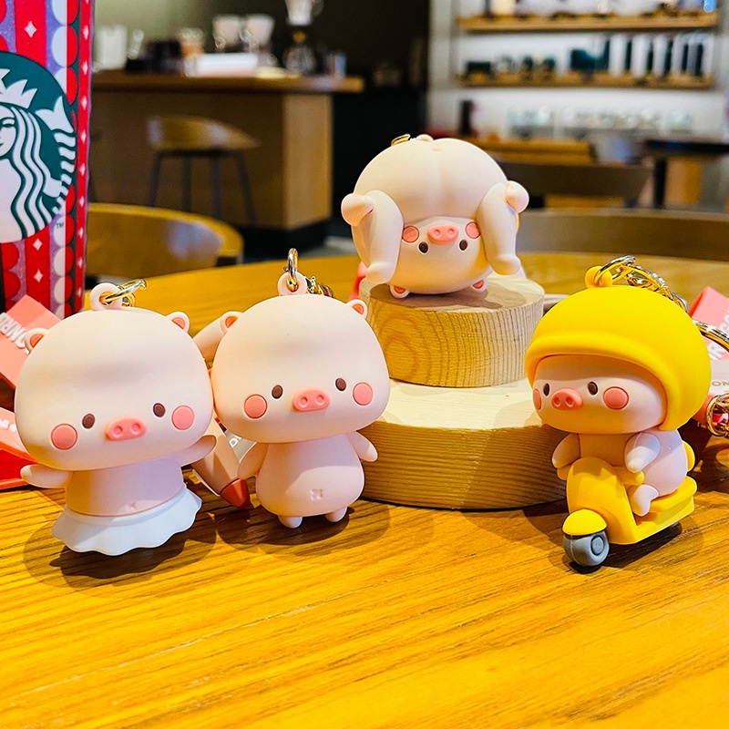 Móc khóa heo má hồng dễ thương móc cặp, balo túi xách - Ráp