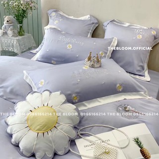 (Siêu HOT) Set Chăn Ga Gối Lụa Cao Cấp 5 món - Tím pastel cúc trắng