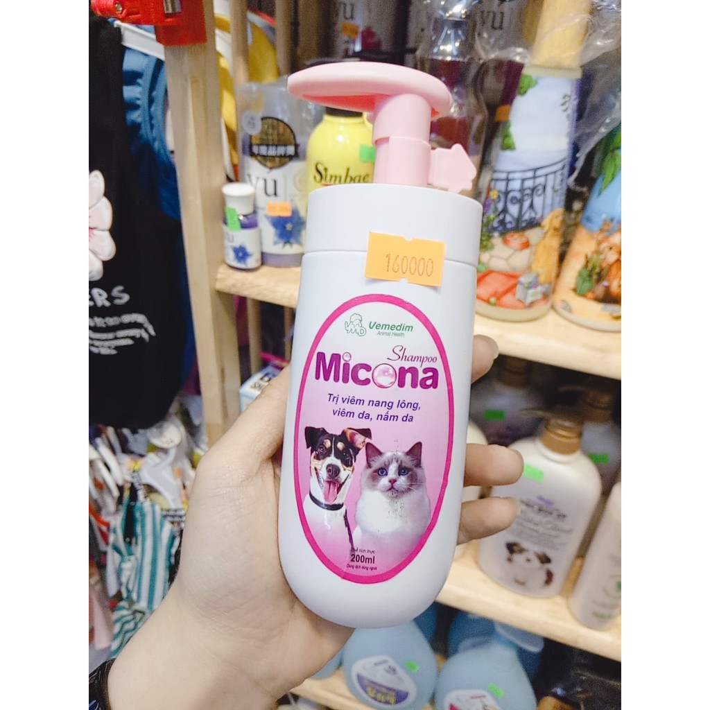Sữa tắm Micona Vimedim 120ml - 200ml - trị viêm nang lông, viêm da, nấm da dành cho chó mèo