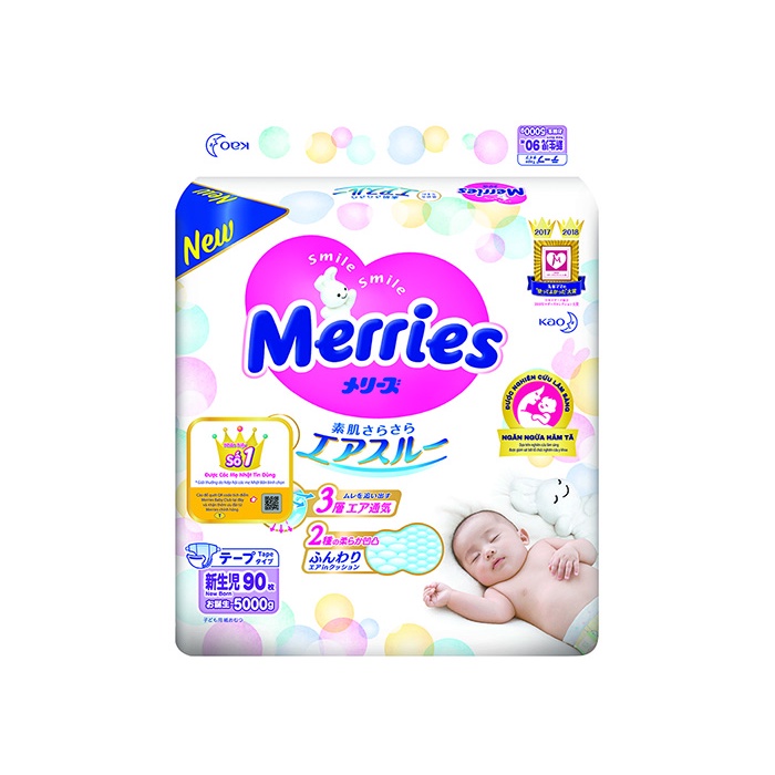 Bỉm dán Merries Newborn76+6  Nhật Bản (dưới 5kg)