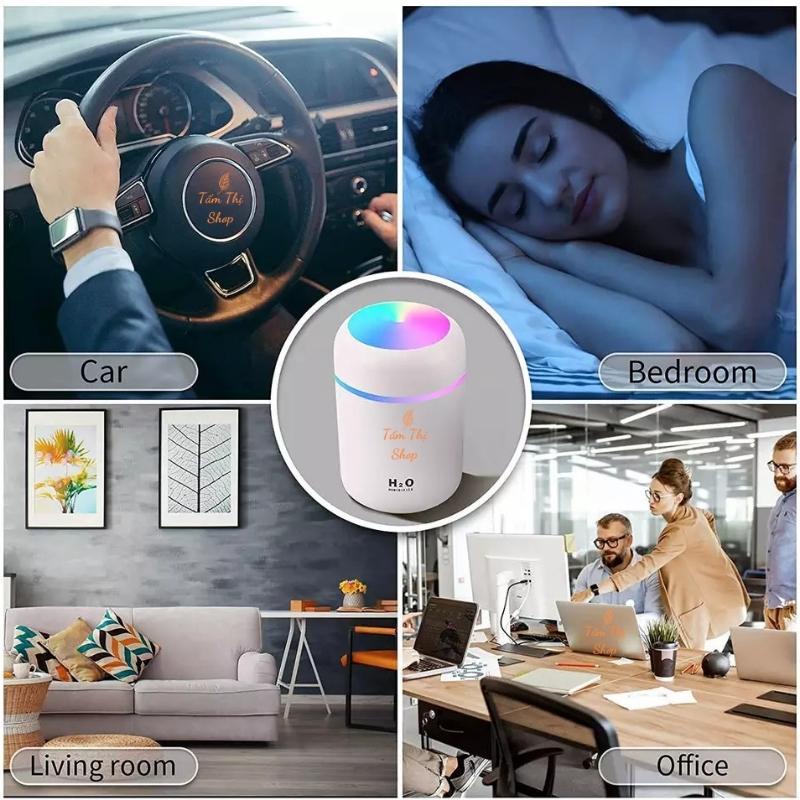 Máy Khuếch Tán Tinh Dầu Tấm Thị Humidifier H2O 300ML Máy Xông Phun Sương Tạo Ẩm Thơm Mát Phòng Xua Đuổi Muỗi