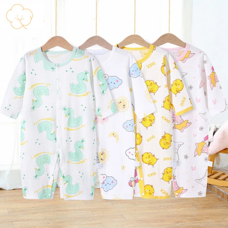 Áo liền quần Cotton HọA TiếT HoạT HìNh One piece Cho Bé