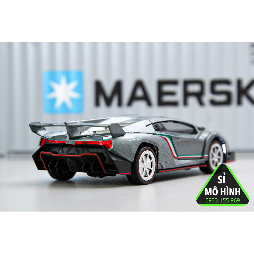 [ Sỉ Mô Hình ] Xe mô hình siêu xe Lambo Veneno 1:32 Xám