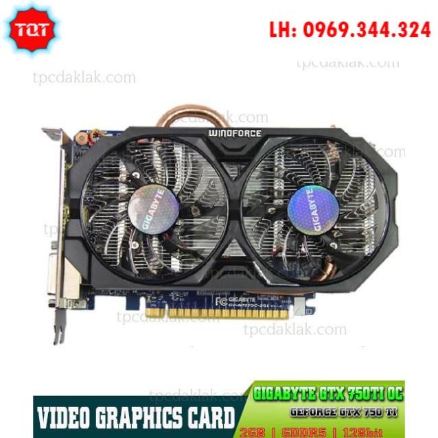 TQT Shop - Card màn hình Gigabyte GTX 750TI OC 2GB D5 128BIT| GTX-750TI OC 2GB / 128bit / DDR5 GV-N75TOC-2GI
