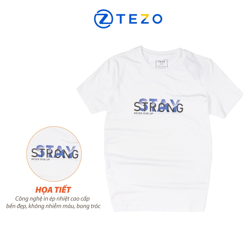 Áo phông nam in ngực STRONG TEZO năng động thể thao 2203APOT11