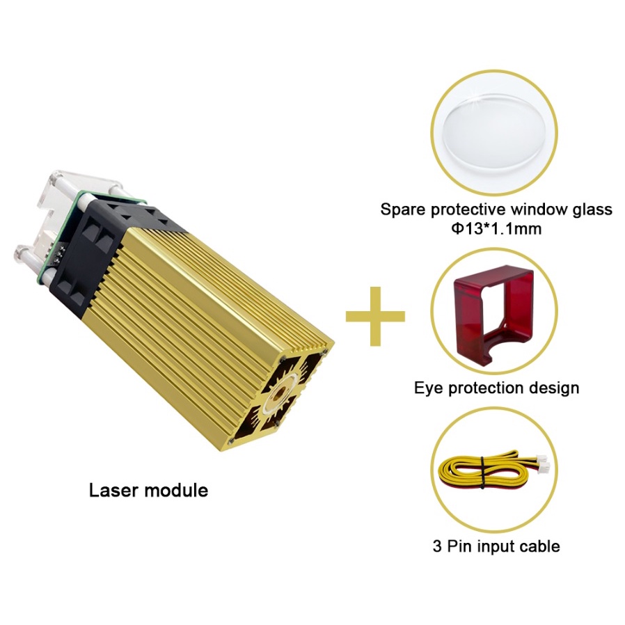 Đầu khắc laser Diode 40W, 450nm , khắc được inox, cắt gỗ MDF 5mm