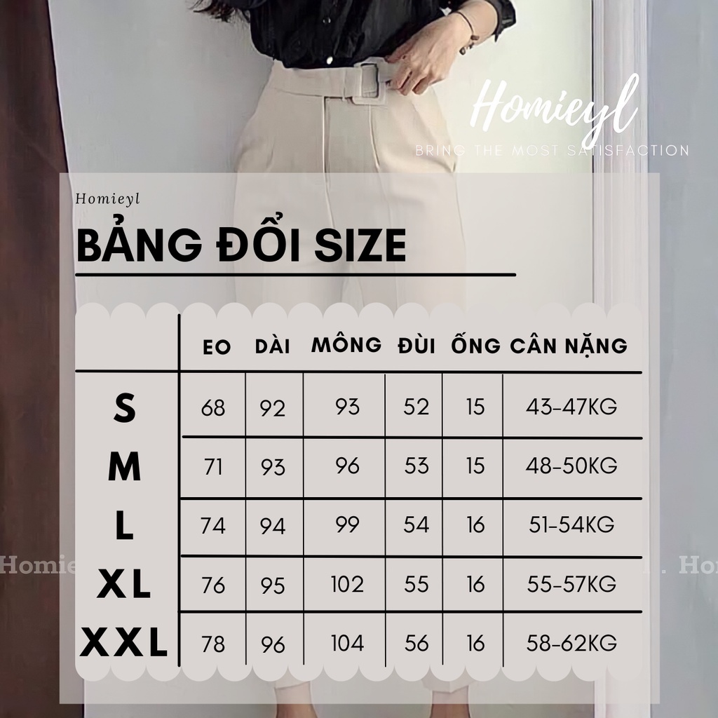 Quần baggy nữ lưng cao bsk công sở cạp cao Homieyl cao cấp chất vải đẹp, quần tây nữ lưng cao màu đen đi học đi làm