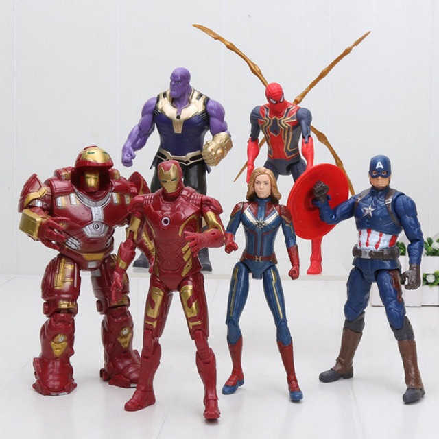 Set 6 Mô Hình Siêu Anh Hùng Avengers Hulkbuster + Thanos + Spiderman + Ironman + Captain Marvel + America ✨✨