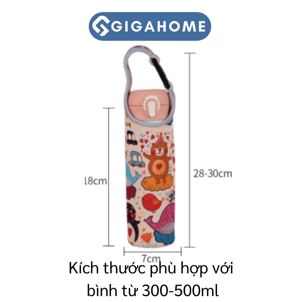 Túi Vải Bố Dày Đựng Bình Nước, Ly Giữ Nhiệt Chống Thấm, Có Quai Xách 450ml GIGAHOME 6692