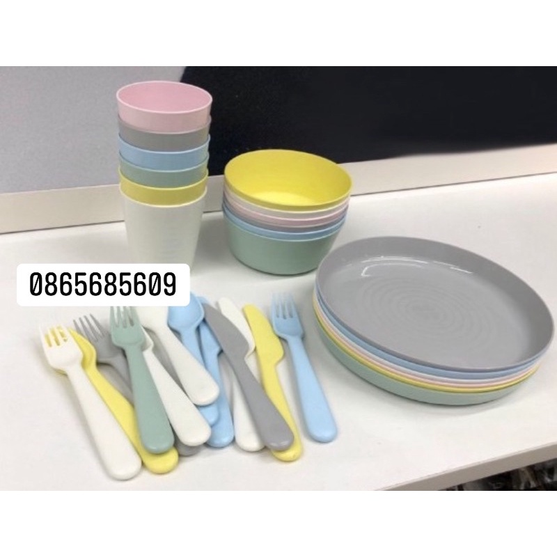 Bộ bát, cốc, đĩa, dao/dĩa/thìa ăn Ikea