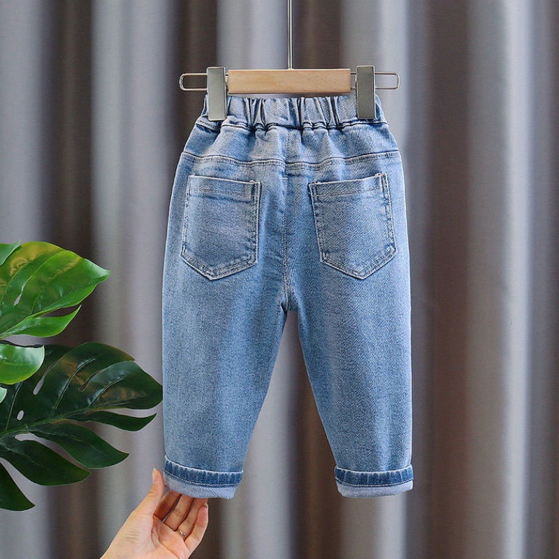 Quần Jean Dài Thêu Hình Thỏ Hoạt Hình Dễ Thương Cho Bé 1-9 Tuổi