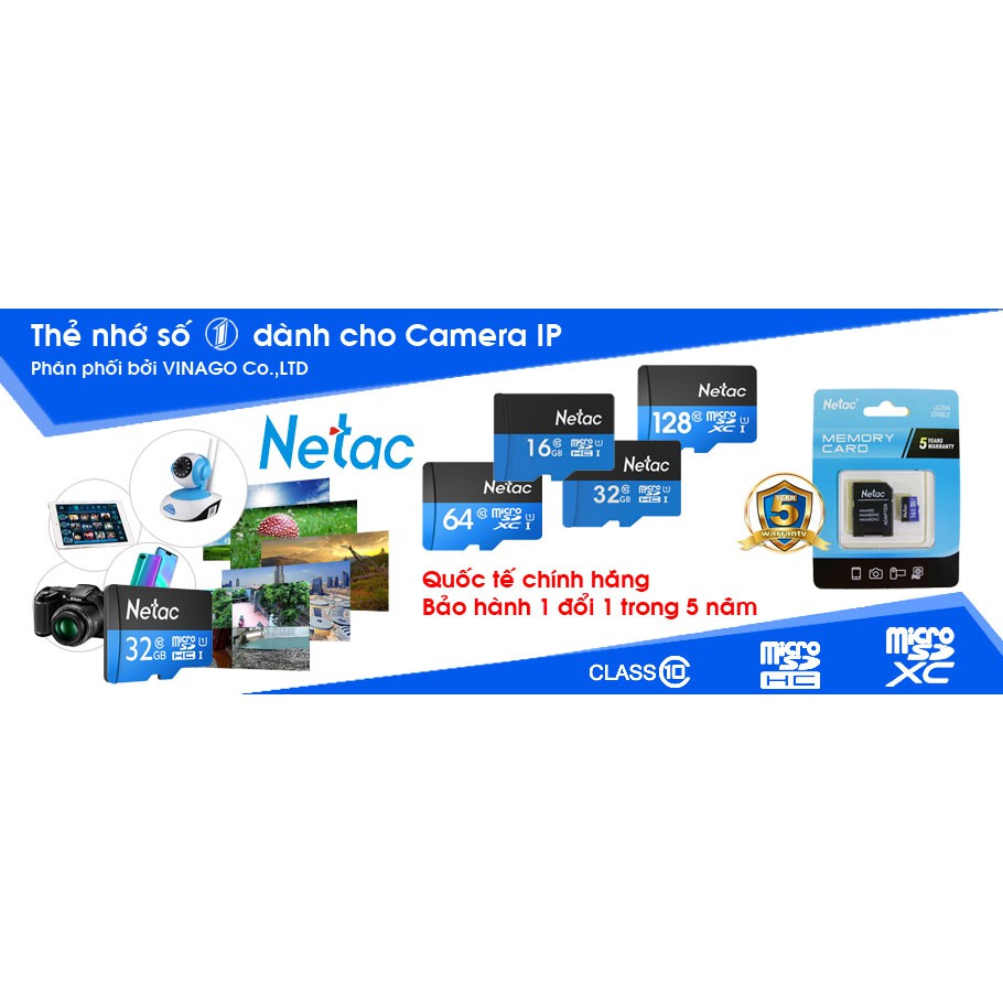 Thẻ nhớ Mixie, Netac dung lượng 32GB &amp; 64GB - Class 10 - chuyên cho camera - bảo hành 3 năm