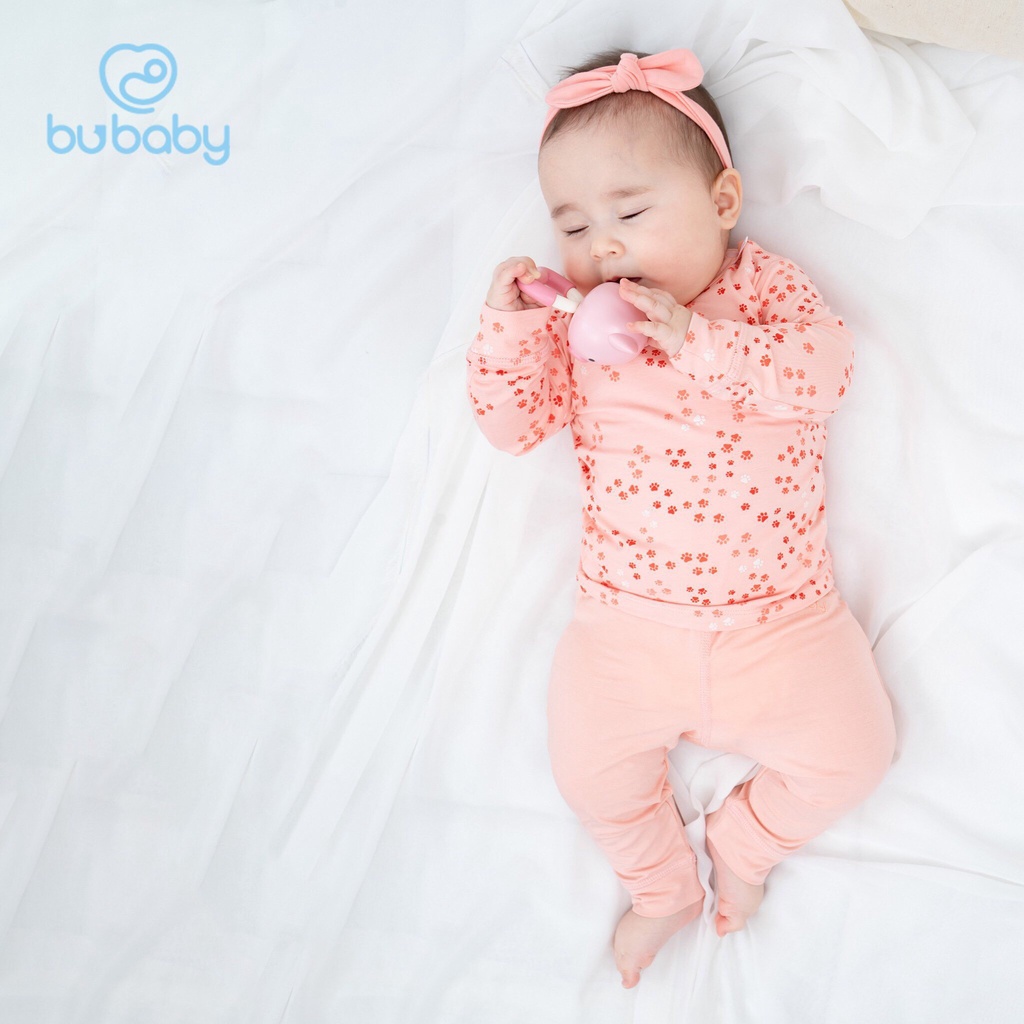 [CHÍNH HÃNG] Bộ dài tay cài vai sợi tre bàn chân cún trẻ em Bambus Puppie BB001.01 Bu