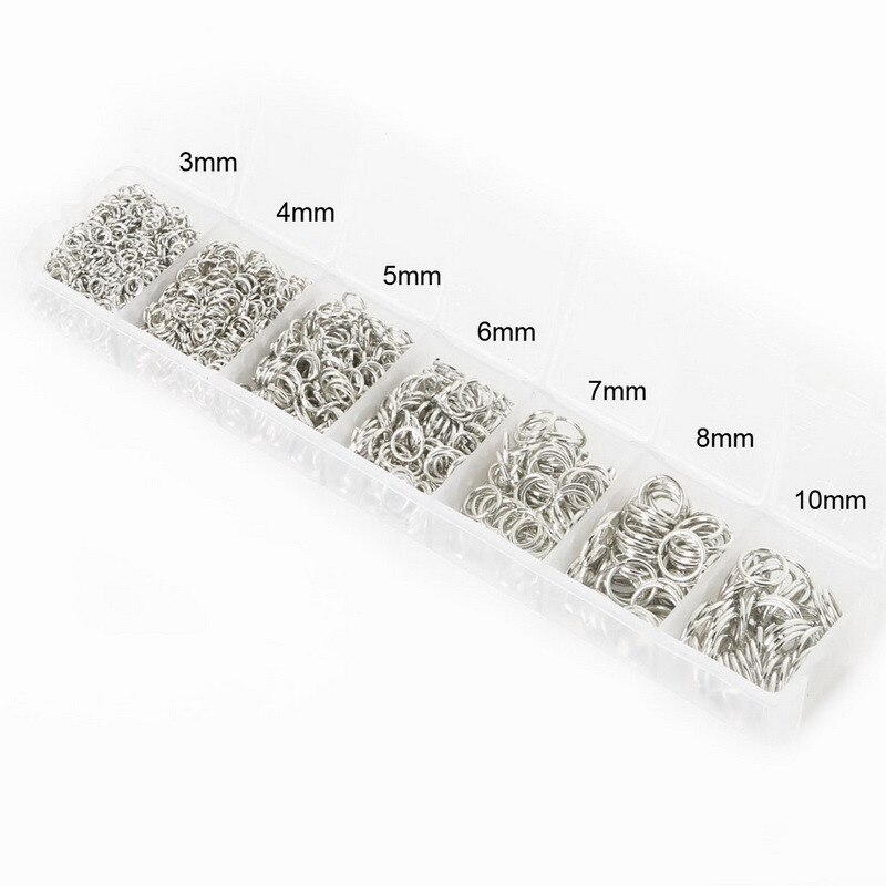 Bộ 1800-2000 vòng nối cỡ kích cỡ 3 4 5 6 7 8mm màu vàng bạc đen đồng dành cho làm đồ trang sức