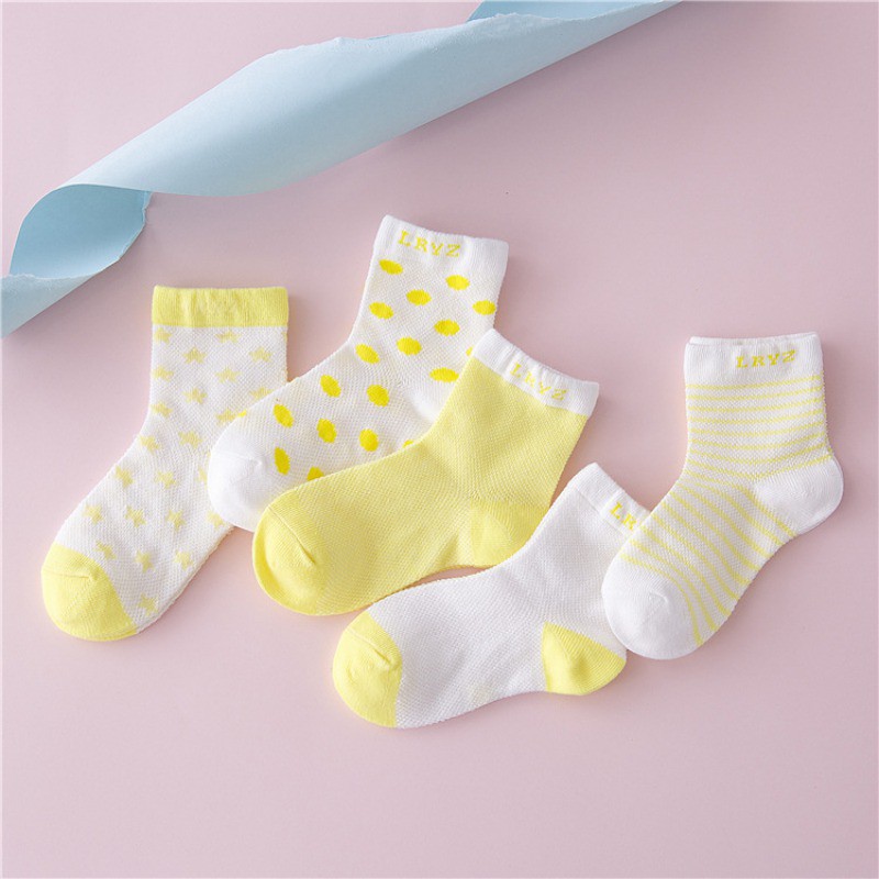 Set 5 Đôi Tất Cotton Chống Trượt Cho Bé