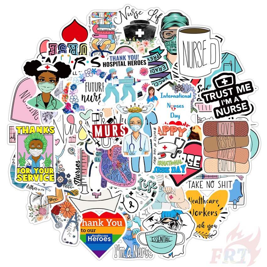 Bộ 100 Cái/Bộ ❉ Miếng Dán Chủ Đề Y Tá Quốc Tế Độc Đáo ❉ Sticker Dán Tường Chống Thấm Nước Thời Trang