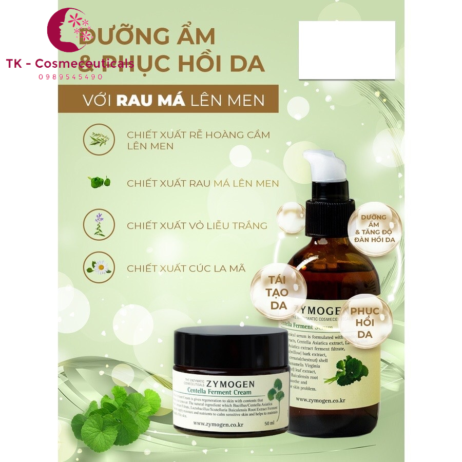 Kem Dưỡng Da Rau Má Zymogen Ngừa Mụn, Tái Tạo Da, Mờ Thâm, Lành Sẹo - 50ml
