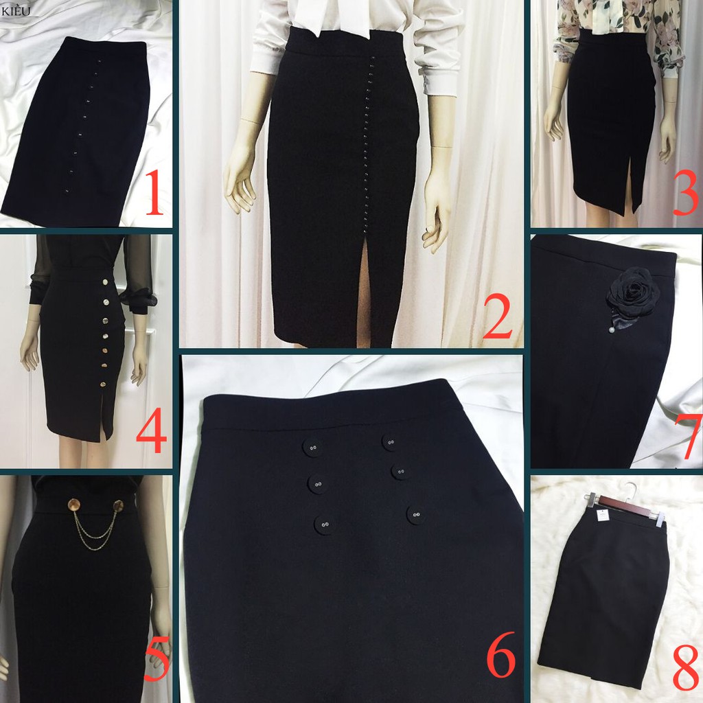 Chân váy bút chì đen nhiều mẫu💖Ảnh thật💖Chân váy công sở xẻ trước, xẻ sau | BigBuy360 - bigbuy360.vn