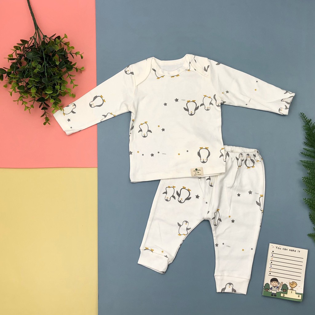 Bộ Sơ Sinh vải mỏng Hàn Quốc Dài Tay LITIBABY cho bé trai, bé gái size 3-36 tháng -H5500