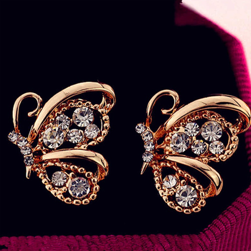 Đôi khuyên tai hình cánh bướm đính đá thời trang cho nữ