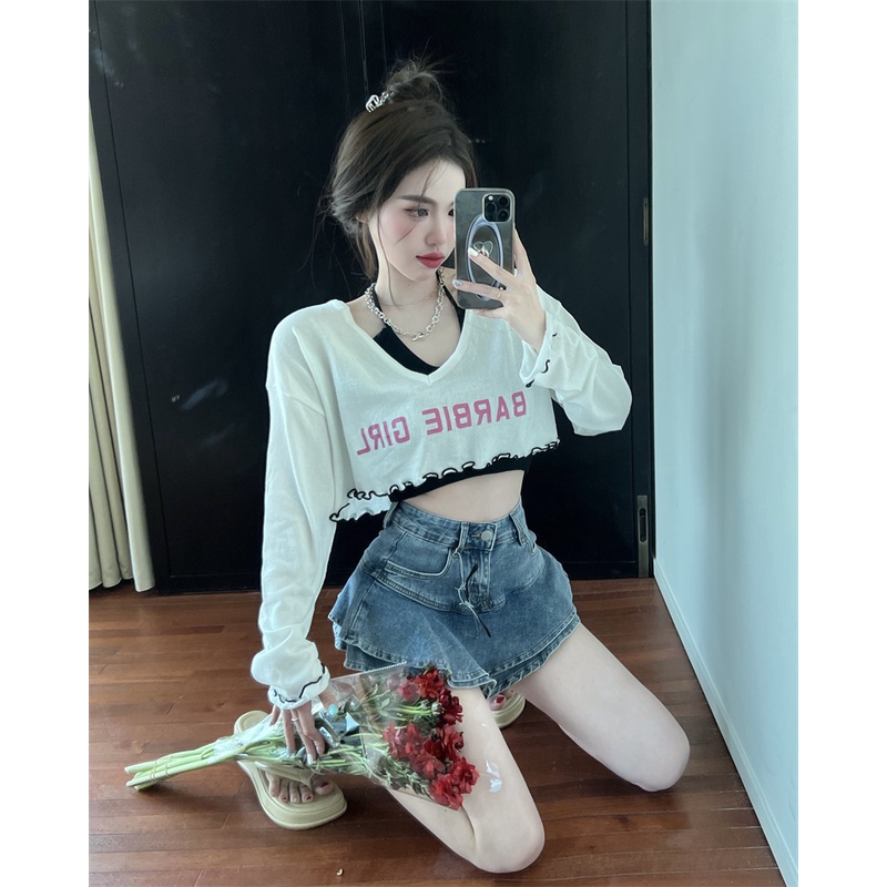 Bộ Áo Yếm + Áo Sơ Mi Chống Nắng + Quần Denim Eo Cao Dáng Chữ a Phong Cách Hàn Quốc Thời Trang Mùa Hè