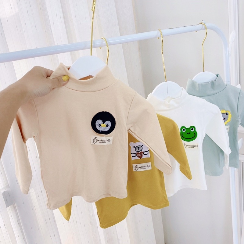 Áo Cotton Len Cổ 3 Phân Giữ Nhiệt Cho Bé