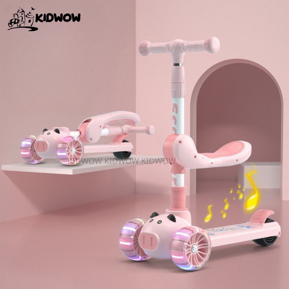 Xe Trượt Scooter 3 Bánh Đa Năng Có Đèn Led Phát Sáng, Có Nhạc Và Ghế Ngồi Cho Trẻ Em - Xe Thăng Bằng Có Nhạc Dành Cho Bé