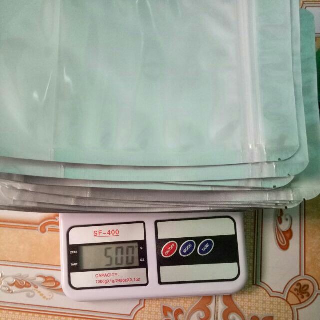  0.5 kg Túi zipper đáy đứng mặt bạc mặt trong 