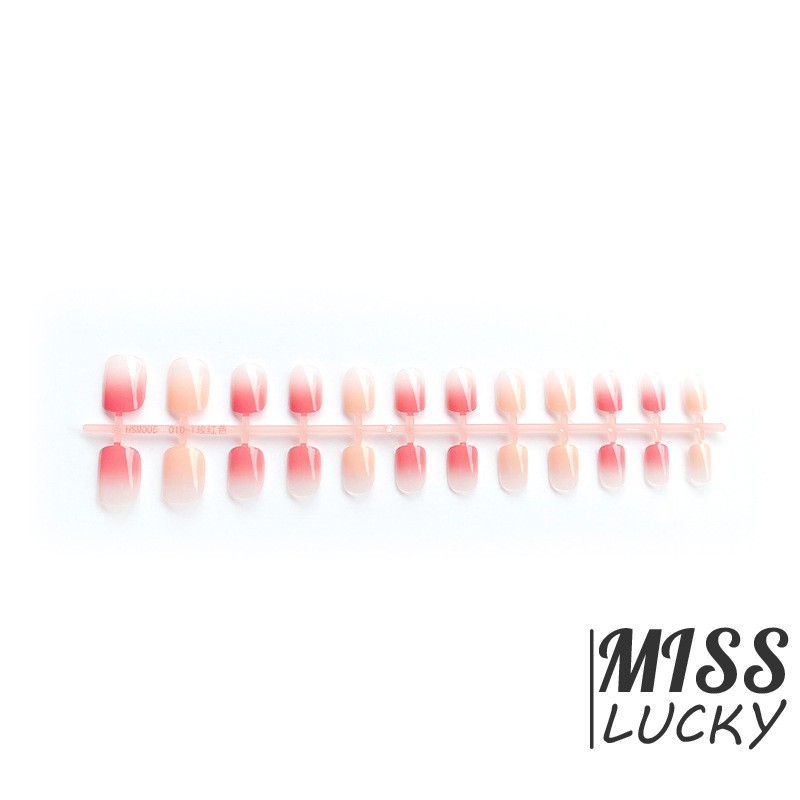 Bộ 24 móng tay giả màu hồng gradient thời trang cho nữ