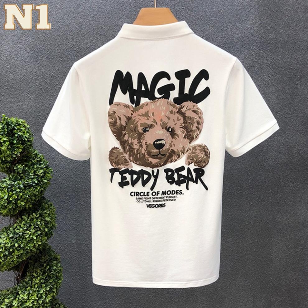 Áo thun polo nam IN SUPER BEAR lưng thêu chữ ngực cải cá sấu -KO Fashion
