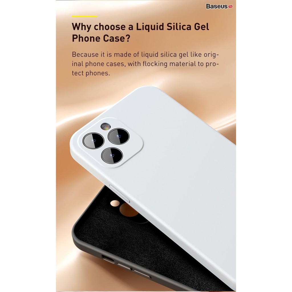 Ốp lưng chống bám bẩn cho iPhone 12 Mini / 12 / 12 Pro / 12 Pro Max Baseus Liquid Silica Gel Protective Case_Chính Hãng