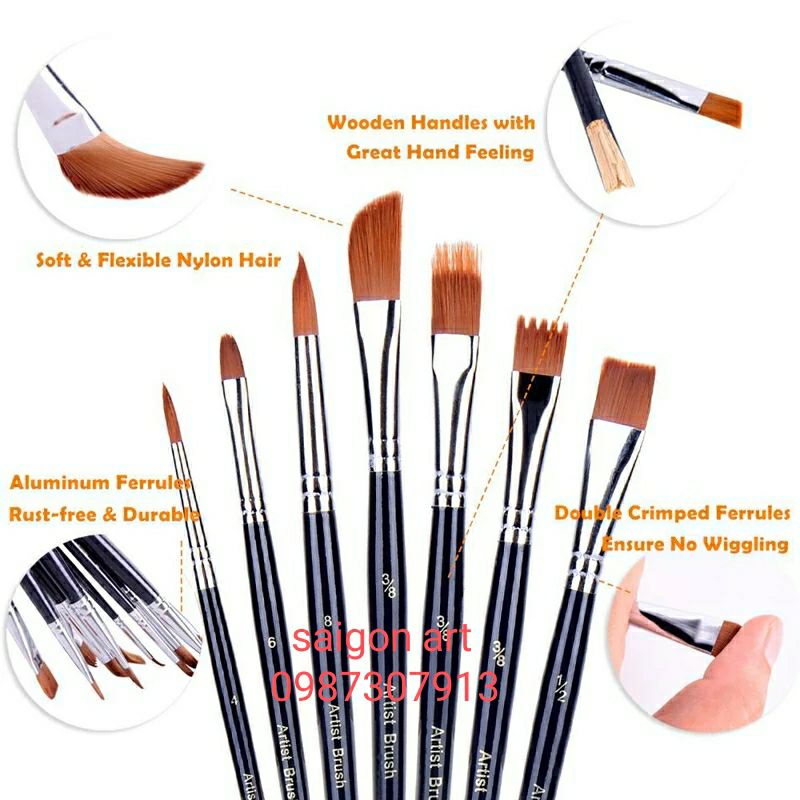 Bộ 12 Cọ Vẽ Tranh Đủ Kiểu Chất Lượng Tốt KeepSmiling, Lixiang