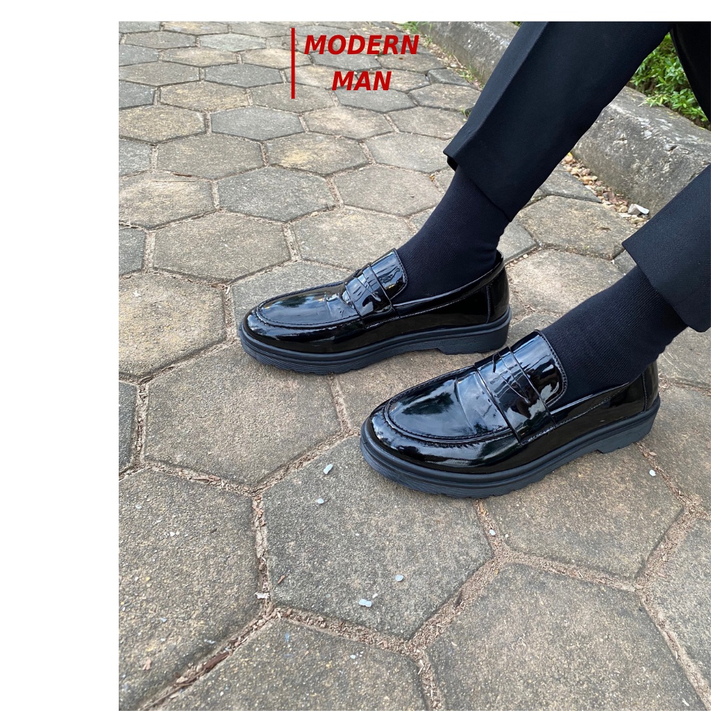 Giày Penny Loafer Da Bóng Đế Kếp Form Fit