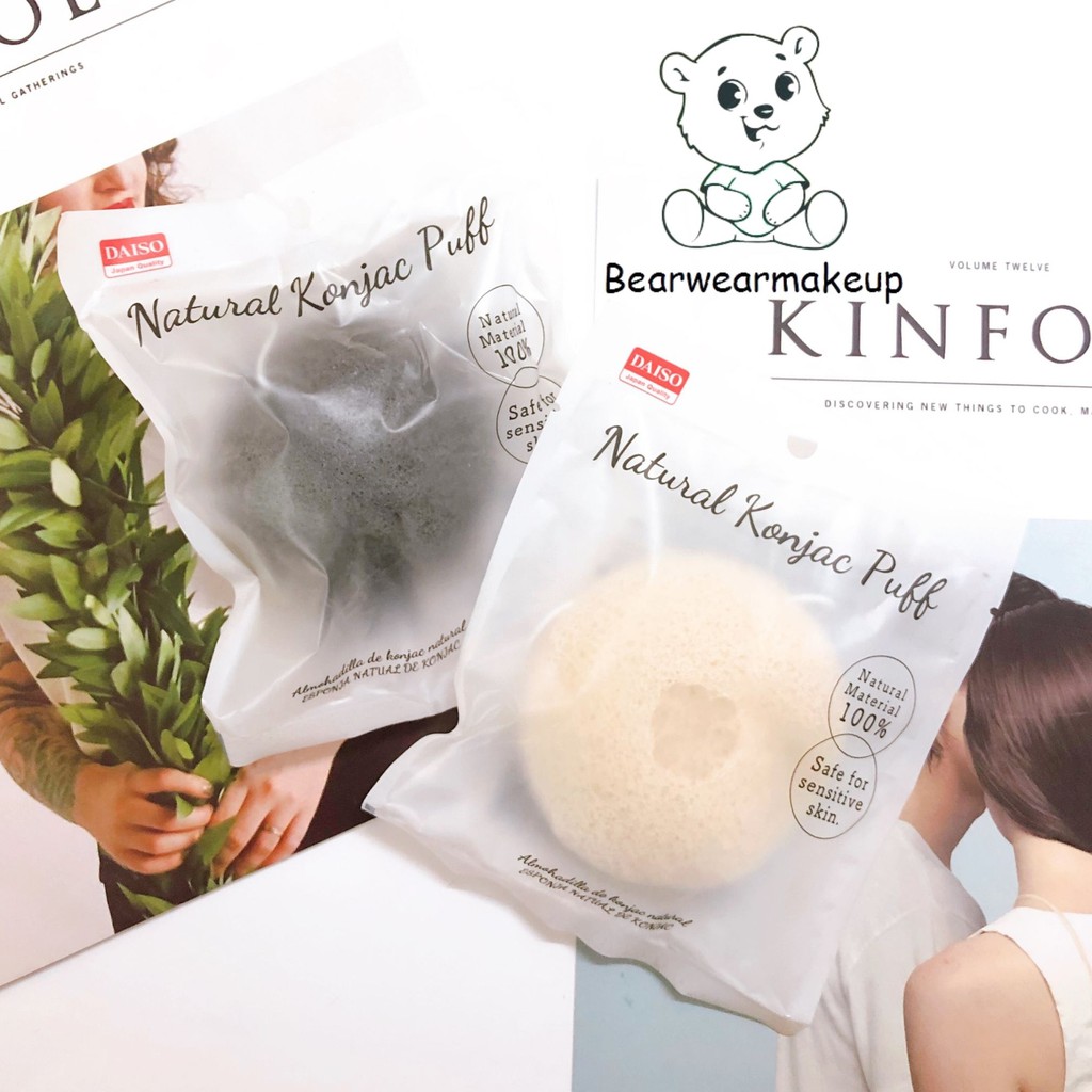 Bông rửa mặt Konjac Japan Daiso Nhật Bản