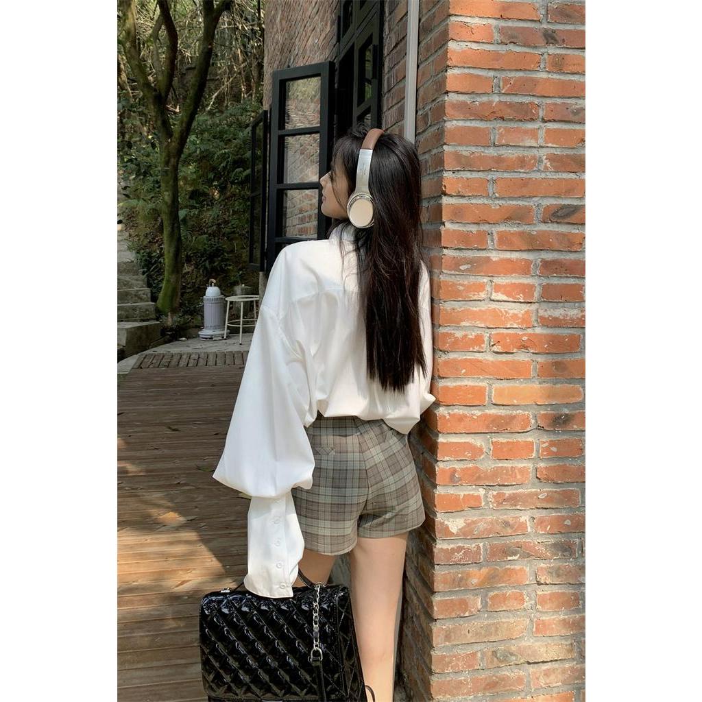 Bộ Áo Sơ Mi Trắng Tay Loe Kèm Chân Váy Phong Cách Preppy Ngọt Ngào Dễ Phối Đồ 63503