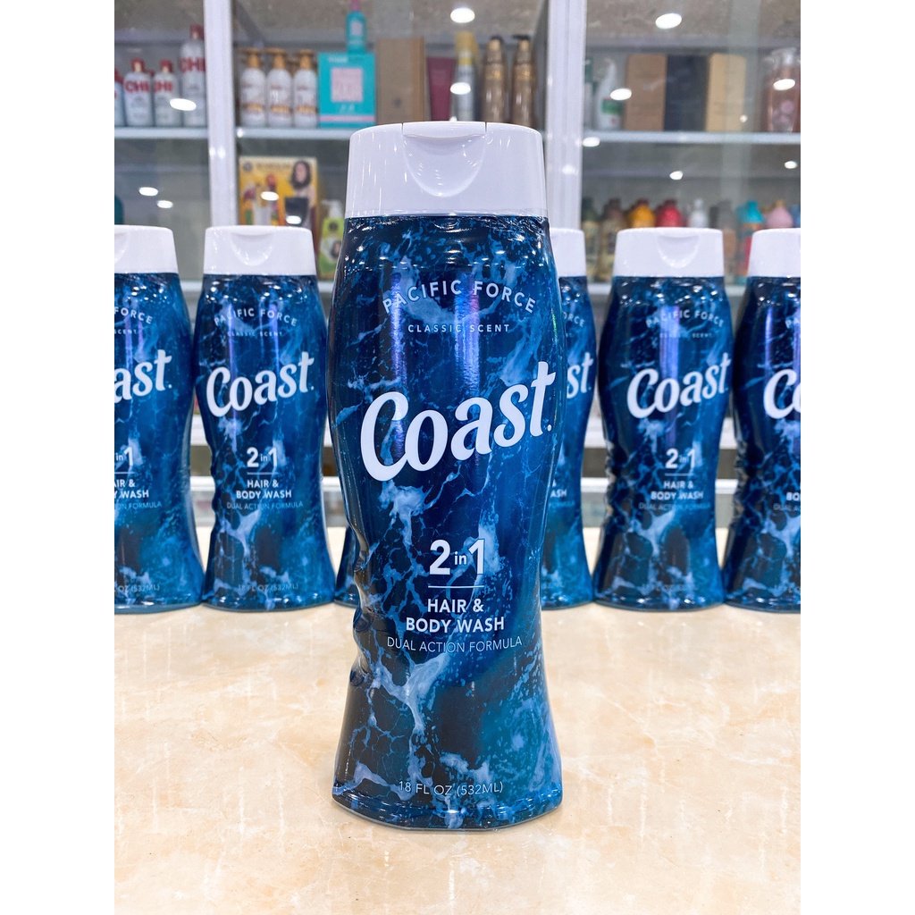 (532ml - 946ml) Sữa tắm gội cho Nam Coast Hair &amp; Body Wash Classic Scent của Mỹ Mẫu Mới