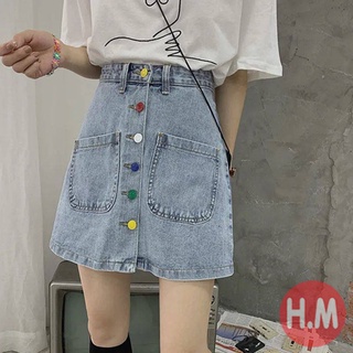 Chân váy jean chữ a, váy jeans nữ, chân váy bò chữ a cúc nhiều màu sắc